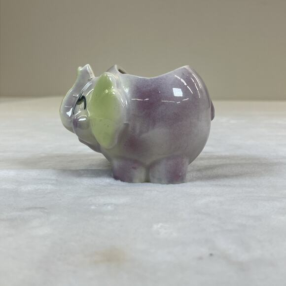 Vintage Ceramic Pig & Elephant Planters Kitsch Super Cute 4in x 3.5in Bnft Chrty - Picture 15 of 16